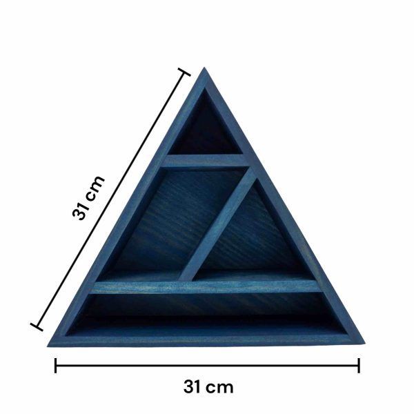 estantería de madera triangular con lunas