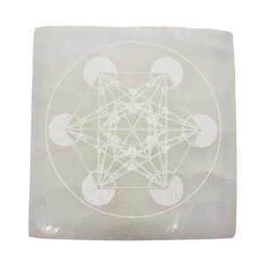 Placa de selenita con geometria sagrada metatron